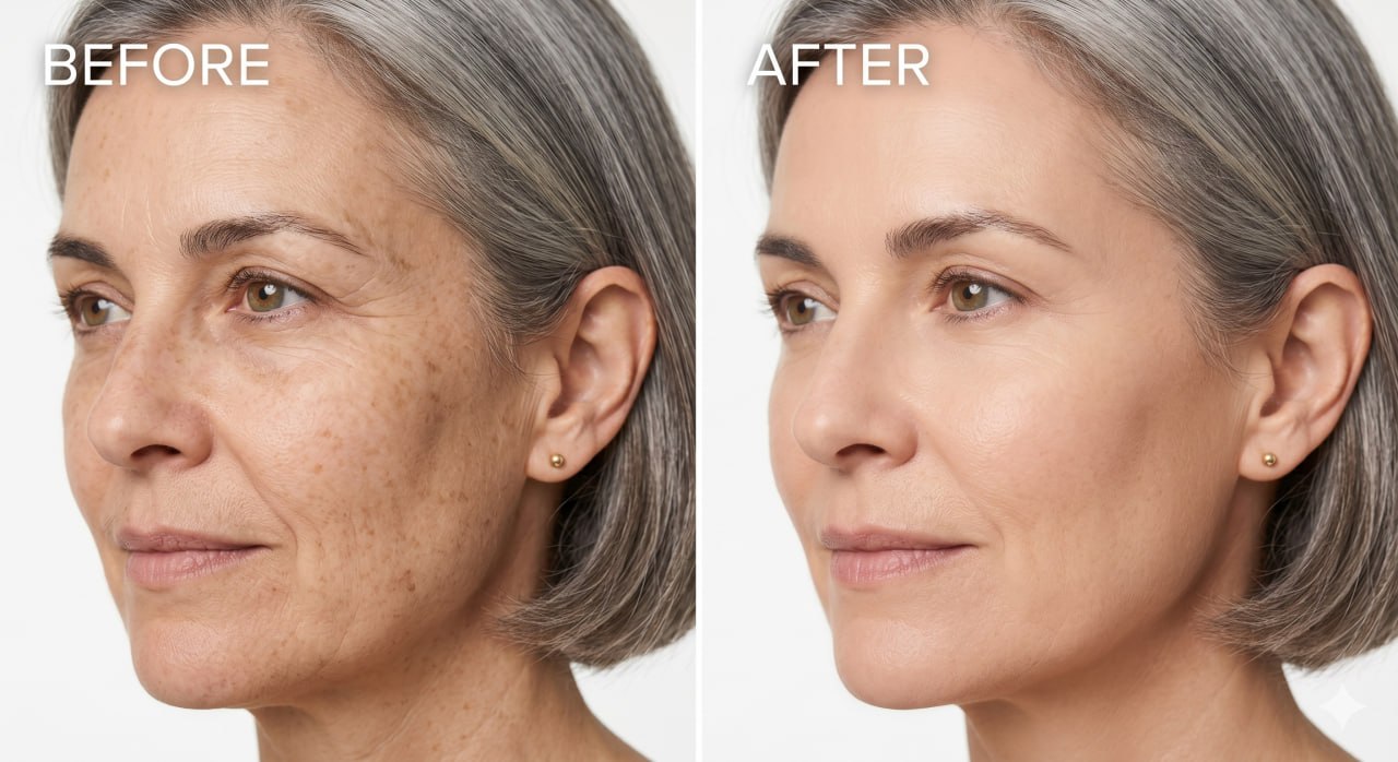 Before and after skin results with Lumora